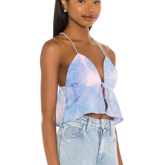 Never Worn - Revolve Super Down Isla Top XS - Tie Dye Pink and Blue XS - Picture 3 of 7
